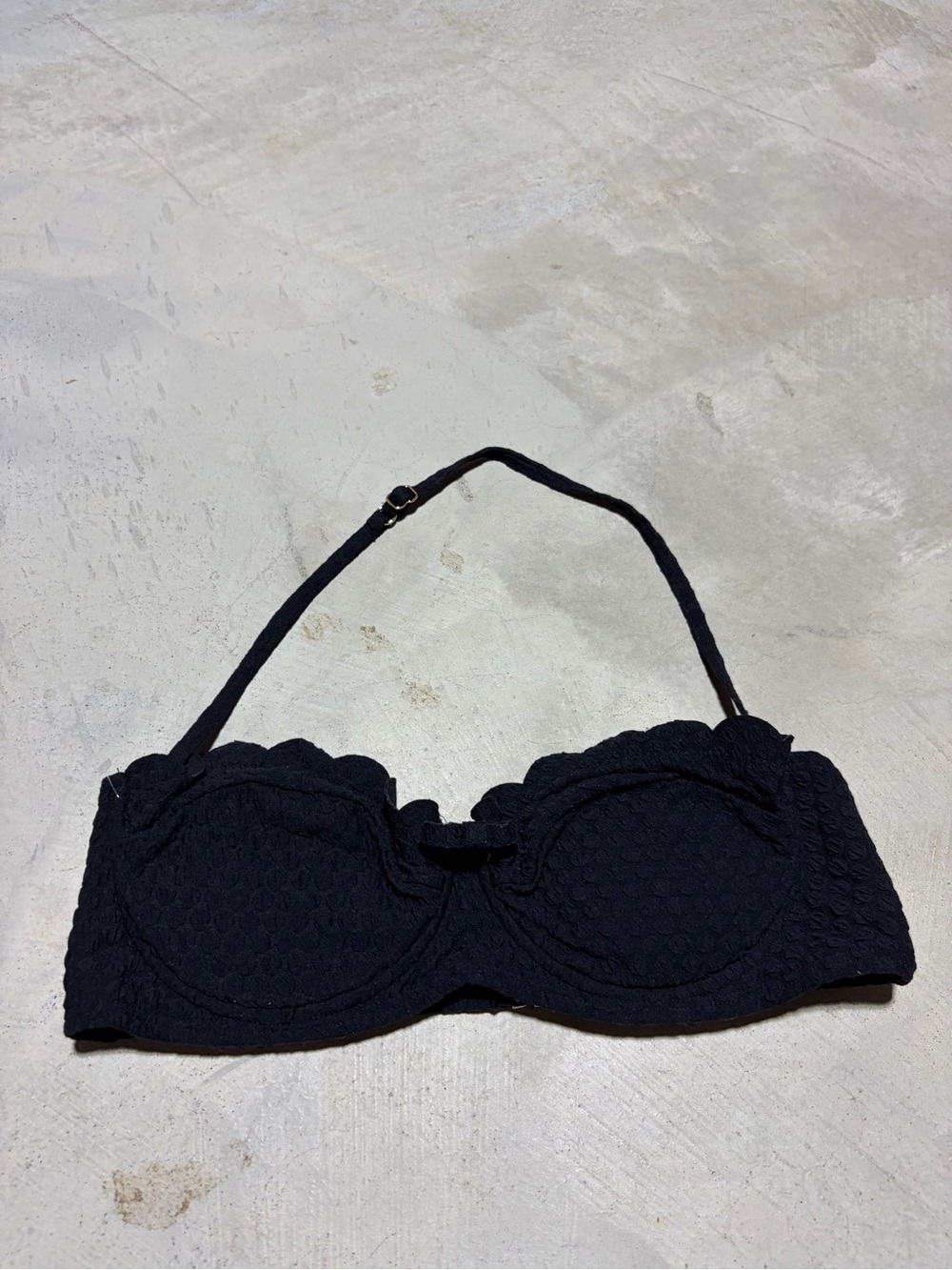 Kate spade Black Scalloped Bandeau Bikini Top large